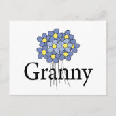 blauw bloemengranny T-shirt Briefkaart (Voorkant)