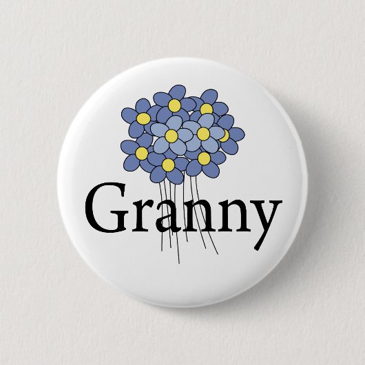  blauw bloemengranny T-shirt Ronde Button 5,7 Cm (Voorkant)