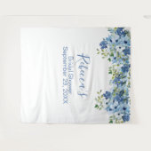 Blauw bloemengroen bruidsdouche achtergrond wandkleed (Voorkant (horizontaal))