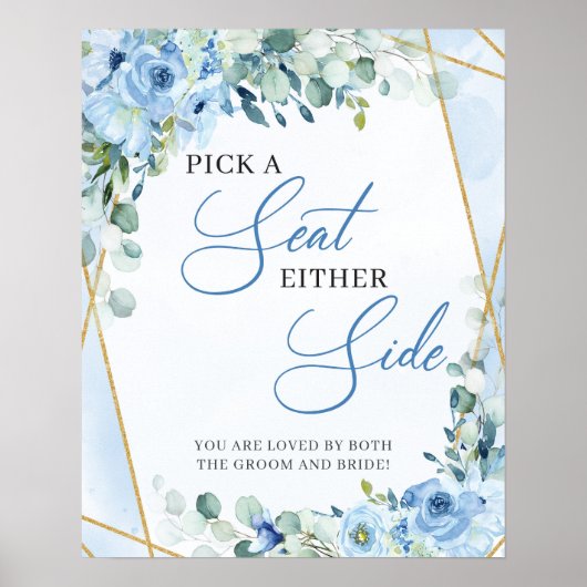 Blauw bloemengroen goud Kies een stoel aan weerszi Poster (Voorkant)