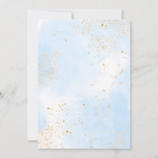 Blauw Bloemengroen Klein Pompoen Baby Shower Kaart (Achterkant)