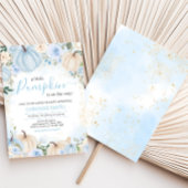 Blauw Bloemengroen Klein Pompoen Baby Shower Kaart