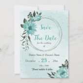  blauw bloemengroen save the date (Voorkant)