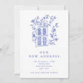 blauw bloemenhuis verhuizen aankondiging (Voorkant)