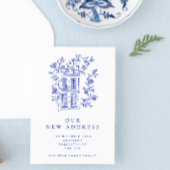 blauw bloemenhuis verhuizen aankondiging