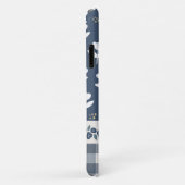 blauw bloemenhuismonogram Case-Mate iPhone case (Achterkant/rechts)