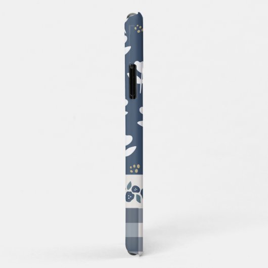 blauw bloemenhuismonogram Case-Mate iPhone case (Achterkant/rechts)