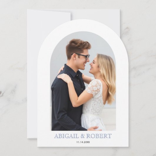 Blauw  bloemenkam monogram bruiloft kaart (Achterkant)