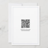 Blauw bloemenkam monogram QR code bruiloft Kaart (Achterkant)