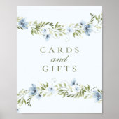 Blauw Bloemenkrans Kaarten & Cadeaus Baby shower t Poster (Voorkant)