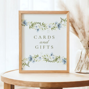 Blauw Bloemenkrans Kaarten & Cadeaus Baby shower t Poster