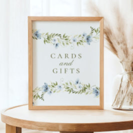 Blauw Bloemenkrans Kaarten & Cadeaus Baby shower t Poster