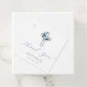 Blauw Bloemenkruis Dank u Bedankjes Labels (In situ)