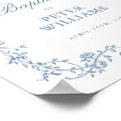 Blauw  Bloemenkruis Doop Welkom Poster (Hoek)