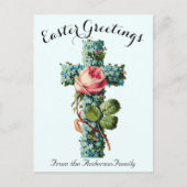 Blauw Bloemenkruis  Paasreligieus Briefkaart (Voorkant)