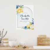 Blauw bloemenlimonade Vrijgezellenfeest welkomstbo Poster (Keuken)