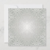 Blauw Bloemenlint Zilver Damast Bruiloft Uitnodige Kaart (Achterkant)