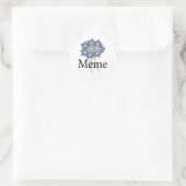  blauw bloemenmeme T-shirt Ronde Sticker (Tas)