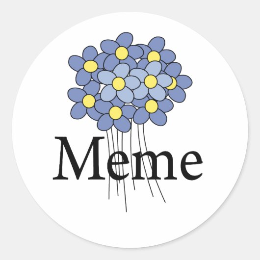  blauw bloemenmeme T-shirt Ronde Sticker (Voorkant)
