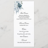 Blauw bloemenmenu baby shower Sjabloon Menu (Voorkant)