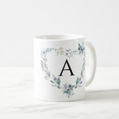  blauw bloemenmiddelste kind gepersonaliseerd koffiemok (Voorkant rechts)