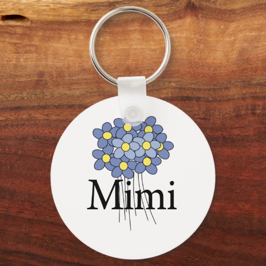  blauw bloemenmimi T-shirt Sleutelhanger (Voorkant)