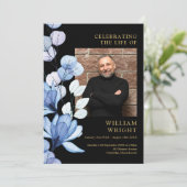 Blauw Bloemenmonument begrafenisopdracht Programmakaart (Staand voorkant)