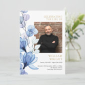 Blauw Bloemenmonument begrafenisopdracht Programmakaart (Staand voorkant)
