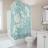  blauw bloemenmotief douchegordijn (In situ)