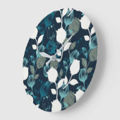  blauw bloemennacht tuin patroon gooi pil grote klok (Hoek)