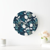  blauw bloemennacht tuin patroon gooi pil grote klok (Huis)