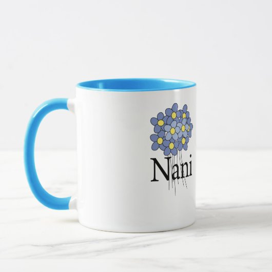  blauw bloemennani T-shirt Mok (Links)