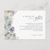 Blauw Bloemennota op Geschenken Bruiloft Wishing W Informatiekaartje (Voorkant)
