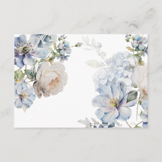 Blauw Bloemennota op Geschenken Bruiloft Wishing W Informatiekaartje (Achterkant)
