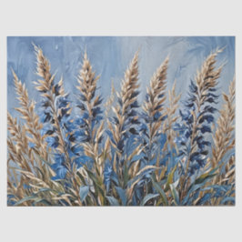 Blauw bloemenpampagras tissuepapier