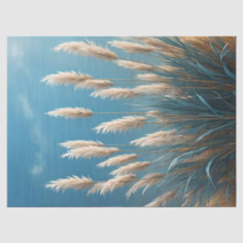 Blauw bloemenpampagras tissuepapier