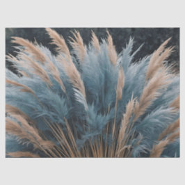 Blauw bloemenpampagras tissuepapier