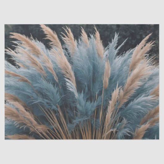 Blauw bloemenpampagras tissuepapier (Voorkant)