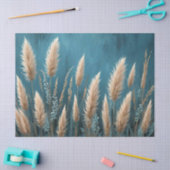 Blauw bloemenpampagras tissuepapier (Craft)