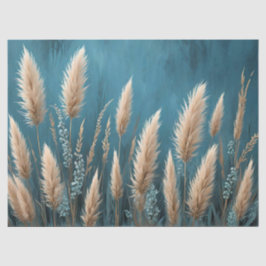 Blauw bloemenpampagras tissuepapier