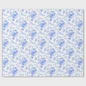  blauw bloemenpatroon cadeaupapier (Vlak)