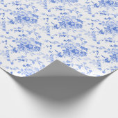  blauw bloemenpatroon cadeaupapier (Hoek)