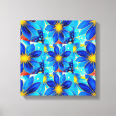 blauw bloemenpatroon canvas afdruk (Voorkant)