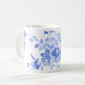  blauw bloemenpatroon koffiemok (Voorkant links)