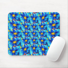 blauw bloemenpatroon muismat