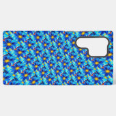  blauw bloemenpatroon samsung galaxy hoesje (Achterkant horizontaal)