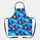  blauw bloemenpatroon schort (Voorkant)