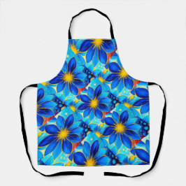  blauw bloemenpatroon schort