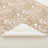 Blauw Bloemenpatroon.ST02. wit L Sinaasappel BG Sherpa Deken (3/4)