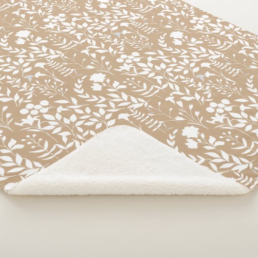 Blauw Bloemenpatroon.ST02. wit L Sinaasappel BG Sherpa Deken (3/4)